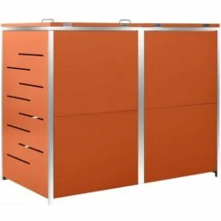 VidaXL Abri Pour Deux Poubelles 138x77,5x115,5 Cm Inox - Orange -Poubelle Boutique 42298274 4
