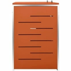 VidaXL Abri Pour Deux Poubelles 138x77,5x115,5 Cm Inox - Orange -Poubelle Boutique 42298274 5