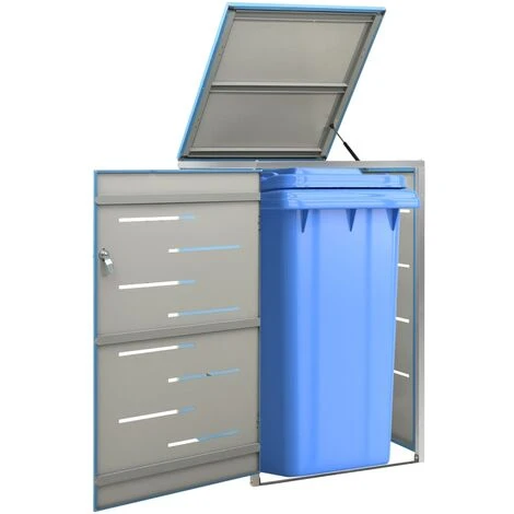 VidaXL Abri Pour Poubelle 69x77,5x115 Cm Inox - Bleu 3 VidaXL Abri Pour Poubelle 69x77,5x115 Cm Inox - Bleu