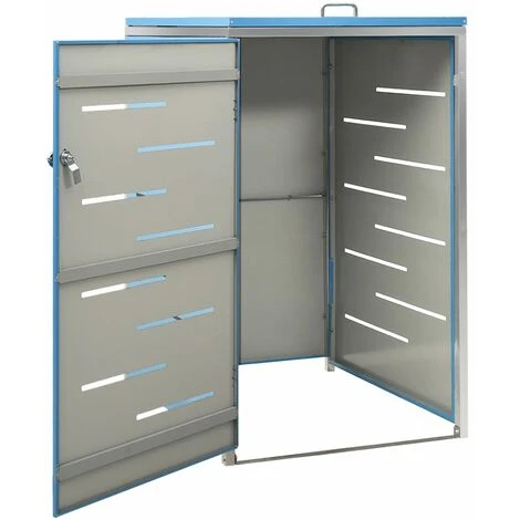 VidaXL Abri Pour Poubelle 69x77,5x115 Cm Inox - Bleu 6 VidaXL Abri Pour Poubelle 69x77,5x115 Cm Inox - Bleu – Image 4