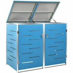 VidaXL Abri Pour Deux Poubelles 138x77,5x115,5 Cm Inox - Bleu 9 VidaXL Abri Pour Deux Poubelles 138x77,5x115,5 Cm Inox - Bleu -Poubelle Boutique 42298278 3