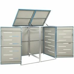 VidaXL Abri Pour Deux Poubelles 138x77,5x115,5 Cm Inox - Bleu 10 VidaXL Abri Pour Deux Poubelles 138x77,5x115,5 Cm Inox - Bleu -Poubelle Boutique 42298278 4