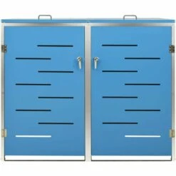VidaXL Abri Pour Deux Poubelles 138x77,5x115,5 Cm Inox - Bleu 11 VidaXL Abri Pour Deux Poubelles 138x77,5x115,5 Cm Inox - Bleu -Poubelle Boutique 42298278 5
