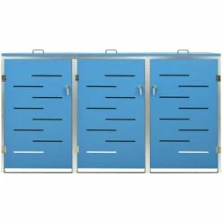VidaXL Abri Pour Trois Poubelles 207x77,5x115 Cm Inox - Bleu 11 VidaXL Abri Pour Trois Poubelles 207x77,5x115 Cm Inox - Bleu -Poubelle Boutique 42298280 5