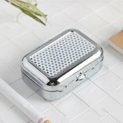 PERLE RARE Cendrier De Voyage Avec Couvercle, Cendrier De Poche Déodorant, Avec Porte-cigarette, Boîte Rectangulaire, Argent (1 Paquet)