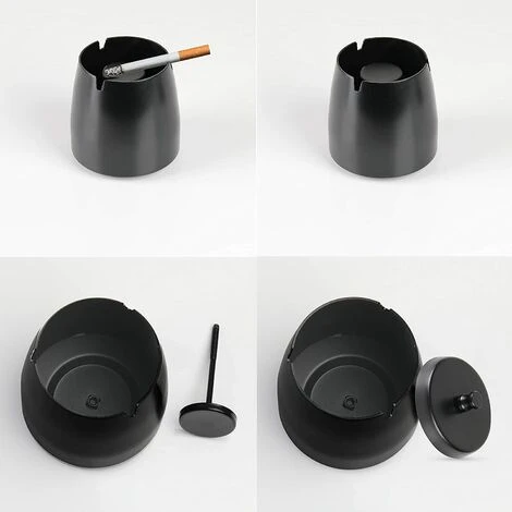 PERLE RARE Cendrier D'extérieur En Acier Inoxydable Avec Couvercle à Odeur Particulière, Cendrier De Bureau De Bar De Balcon De Jardin Intérieur Et Extérieur, Noir (petit) 5 PERLE RARE Cendrier D'extérieur En Acier Inoxydable Avec Couvercle à Odeur Particulière, Cendrier De Bureau De Bar De Balcon De Jardin Intérieur Et Extérieur, Noir (petit) – Image 3