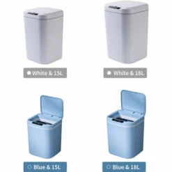 HAPPYSHOPPING 15L Poubelles Sans Contact Poubelle A Induction Smart Knock Poubelle Automatique Detecteur De Mouvement Infrarouge Avec Couvercle Pour Voiture Cuisine Salle De Bain Bureau Chambre, Modele: Blanc 15L - Modele: Blanc 15L -Poubelle Boutique 42442421 3
