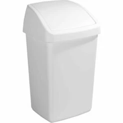 SUNWARE Poubelle Blanche Avec Couvercle Basculant Delta 50 Litres Blanc - Blanc