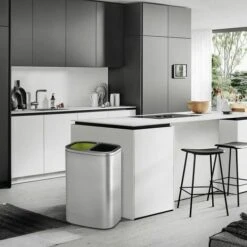 EKO Poubelle à Ouverture Dessus OLI-Cube 2x20 L Argenté Mat - Argent