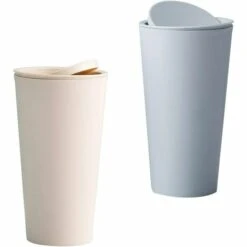 AIDUCHO 2 Pièces Poubelle De Voiture, Poubelle Auto Voiture, Poubelles De Voiture Avec Couvercle, Plastique Portable Étanches Mini Poubelle Pour L'Intérieur Voiture,Bureau, Maison (Kaki Et Bleu)