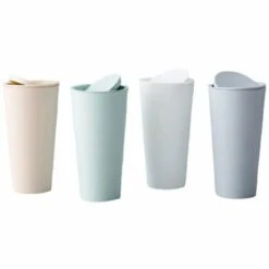 AIDUCHO 4 Pièces Poubelle De Voiture, Poubelle Auto Voiture, Poubelles De Voiture Avec Couvercle, Plastique Portable Étanches Mini Poubelle Pour L'Intérieur Voiture,Bureau, Maison (Vert, Blanc, Bleu Et Kaki)