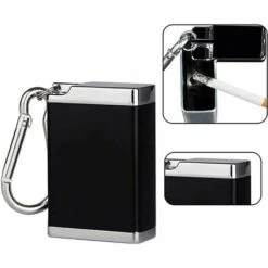 Mini Cendrier Portable, Cendrier Portable Avec Porte-clés, Mini Cendrier à Cigarettes En Métal, Pour Fumeurs De Protection De L'environnement Extérieur 56*38*18mm Fontainebleau 2Pcs Noir, Silver -Poubelle Boutique 48635629 2