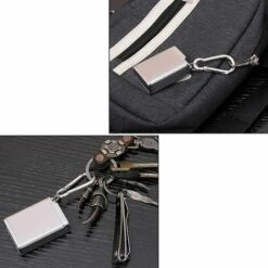 Mini Cendrier Portable, Cendrier Portable Avec Porte-clés, Mini Cendrier à Cigarettes En Métal, Pour Fumeurs De Protection De L'environnement Extérieur 56*38*18mm Fontainebleau 2Pcs Noir, Silver -Poubelle Boutique 48635629 3