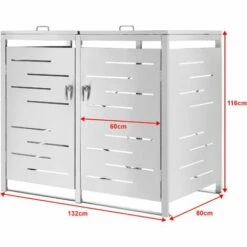 Cache Poubelle Extérieur Fahrenwalde Acier 116 X 132 X 80 Cm [en.casa] -Poubelle Boutique 49772319 4