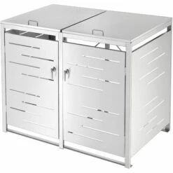 Cache Poubelle Extérieur Fahrenwalde Acier 116 X 132 X 80 Cm [en.casa] -Poubelle Boutique 49772319 5