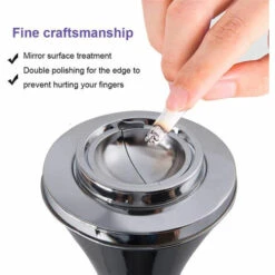 KARTOKNER Cendrier Sur Pied Moderne Pour Intérieur Et Extérieur - Cendrier De Terrasse Pour Cigarettes Acier Inoxydable ( Noir) -Poubelle Boutique 51606445 2