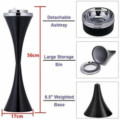 KARTOKNER Cendrier Sur Pied Moderne Pour Intérieur Et Extérieur - Cendrier De Terrasse Pour Cigarettes Acier Inoxydable ( Noir) -Poubelle Boutique 51606445 4