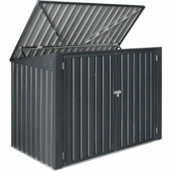 Cache Poubelle Grebin Avec Toit Rabattable Pour 2 Poubelles 173x101x131 Cm [en.casa] -Poubelle Boutique 51903965 4