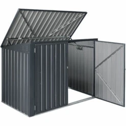 Cache Poubelle Grebin Avec Toit Rabattable Pour 2 Poubelles 173x101x131 Cm [en.casa] -Poubelle Boutique 51903965 5