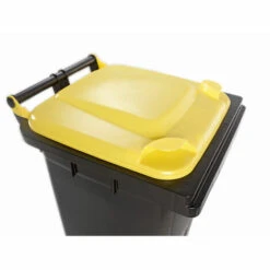 CRAEMER Conteneur à Déchets En Plastique Conforme à La Norme DIN EN 840 - Capacité 120 L - Anthracite, Couvercle Jaune -Poubelle Boutique 52056930 3