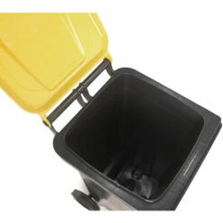 CRAEMER Conteneur à Déchets En Plastique Conforme à La Norme DIN EN 840 - Capacité 120 L - Anthracite, Couvercle Jaune -Poubelle Boutique 52056930 4