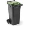 CRAEMER Conteneur à Déchets En Plastique Conforme à La Norme DIN EN 840 - Capacité 120 L - Anthracite, Couvercle Vert -Poubelle Boutique 52056931 1