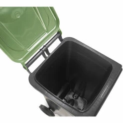 CRAEMER Conteneur à Déchets En Plastique Conforme à La Norme DIN EN 840 - Capacité 120 L - Anthracite, Couvercle Vert -Poubelle Boutique 52056931 3
