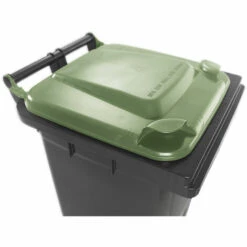 CRAEMER Conteneur à Déchets En Plastique Conforme à La Norme DIN EN 840 - Capacité 120 L - Anthracite, Couvercle Vert -Poubelle Boutique 52056931 4