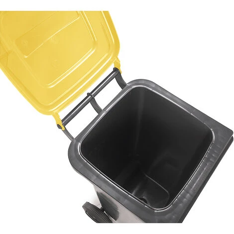 CRAEMER Conteneur à Déchets En Plastique Conforme à La Norme DIN EN 840 - Capacité 80 L - Anthracite, Couvercle Jaune 6 CRAEMER Conteneur à Déchets En Plastique Conforme à La Norme DIN EN 840 - Capacité 80 L - Anthracite, Couvercle Jaune – Image 4