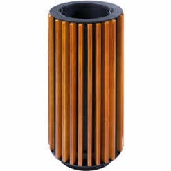 CERTEO Collecteur De Déchets - Habillage En Lattes En Bois - Sapin Verni