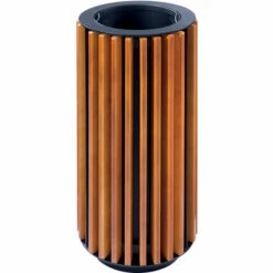 CERTEO Collecteur De Déchets - Habillage En Lattes En Bois - Sapin Verni -Poubelle Boutique 52057523 3