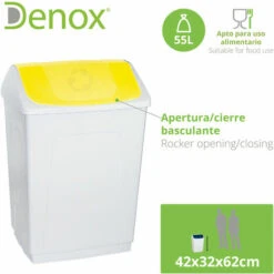 DENOX Poubelle Couvercle Basculant 55 L. - Yellow -Poubelle Boutique 52070305 2
