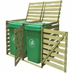 Topdeal Abri Pour Poubelle Double 240 L Bois Imprégné