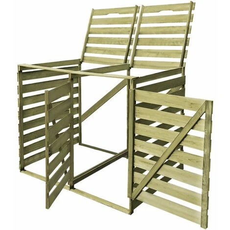 Topdeal Abri Pour Poubelle Double 240 L Bois Imprégné 4 Topdeal Abri Pour Poubelle Double 240 L Bois Imprégné – Image 2