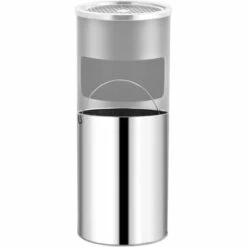 Topdeal Poubelle à Cendrier D'Hôtel 30 L Acier Gris -Poubelle Boutique 52091909 3