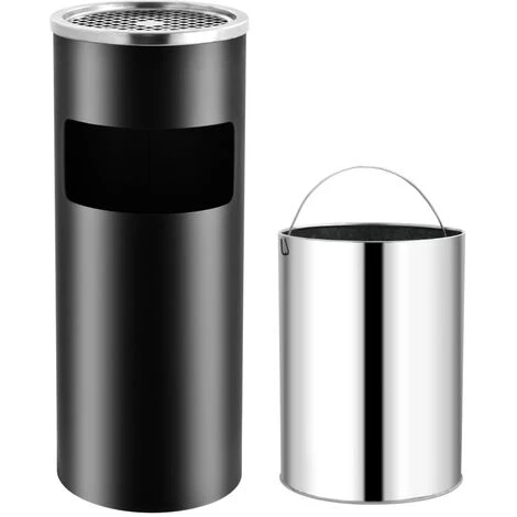 Topdeal Poubelle à Cendrier D'Hôtel 30 L Acier Noir 3 Topdeal Poubelle à Cendrier D'Hôtel 30 L Acier Noir