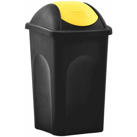 Topdeal Poubelle Avec Couvercle Pivotant 60 L Noir Et Jaune FF147323_FR 3 Topdeal Poubelle Avec Couvercle Pivotant 60 L Noir Et Jaune FF147323_FR