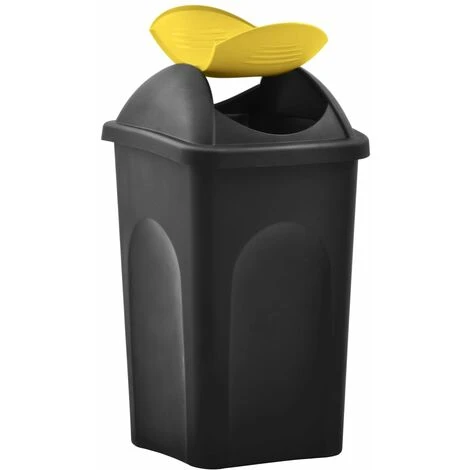 Topdeal Poubelle Avec Couvercle Pivotant 60 L Noir Et Jaune FF147323_FR 5 Topdeal Poubelle Avec Couvercle Pivotant 60 L Noir Et Jaune FF147323_FR – Image 3