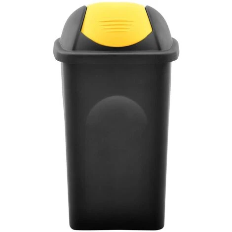 Topdeal Poubelle Avec Couvercle Pivotant 60 L Noir Et Jaune FF147323_FR 6 Topdeal Poubelle Avec Couvercle Pivotant 60 L Noir Et Jaune FF147323_FR – Image 4