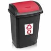 BRICOLINE Poubelle Plast Team Swing 25L Noire Avec Couvercle Rouge
