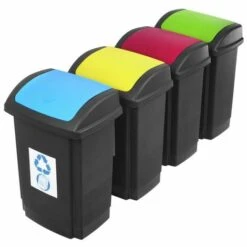 BRICOLINE Poubelle Plast Team Swing 25L Noire Avec Couvercle Rouge -Poubelle Boutique 52512864 3