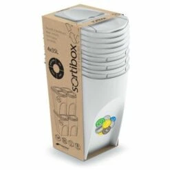 BRICOLINE Ensemble Sortibox 4x35L Poubelle De Tri Blanc -Poubelle Boutique 52513351 3