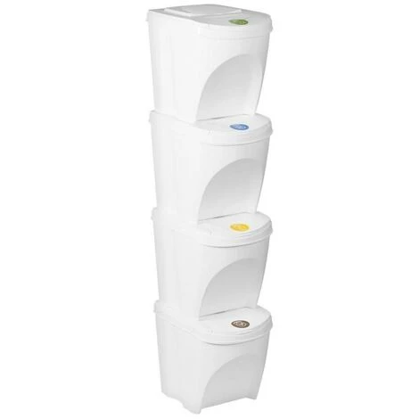 BRICOLINE Ensemble Sortibox 4x25L Poubelle De Tri Blanc 3 BRICOLINE Ensemble Sortibox 4x25L Poubelle De Tri Blanc