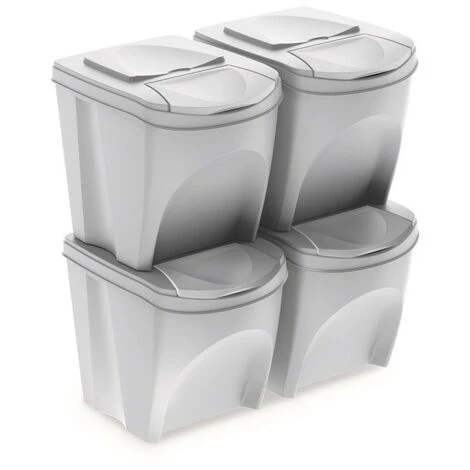 BRICOLINE Ensemble Sortibox 4x25L Poubelle De Tri Blanc 4 BRICOLINE Ensemble Sortibox 4x25L Poubelle De Tri Blanc – Image 2