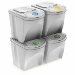 BRICOLINE Ensemble Sortibox 4x25L Poubelle De Tri Blanc 8 BRICOLINE Ensemble Sortibox 4x25L Poubelle De Tri Blanc -Poubelle Boutique 52518191 3
