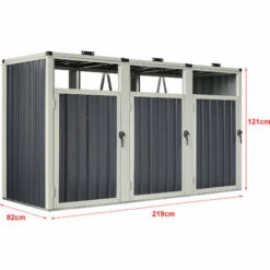 Cache Poubelle Tarbek 3 Places Avec Portes à Poignée 121 X 219 X 82 Cm Gris Anthracite [pro.tec] -Poubelle Boutique 52649103 3