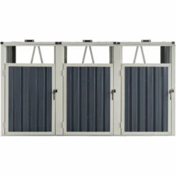 Cache Poubelle Tarbek 3 Places Avec Portes à Poignée 121 X 219 X 82 Cm Gris Anthracite [pro.tec] -Poubelle Boutique 52649103 4