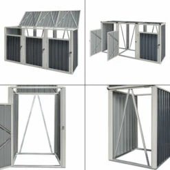 Cache Poubelle Tarbek 3 Places Avec Portes à Poignée 121 X 219 X 82 Cm Gris Anthracite [pro.tec] -Poubelle Boutique 52649103 5