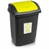 BRICOLINE Poubelle Plast Team Swing 25L Noire Avec Couvercle Jaune -Poubelle Boutique 52946868 1