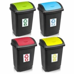 BRICOLINE Poubelle Plast Team Swing 25L Noire Avec Couvercle Jaune -Poubelle Boutique 52946868 2